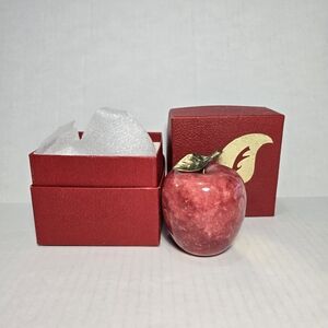 Vtg Red Apple Paperweight Marble Alabaster The Master Teacher Apple Of My Eye,
